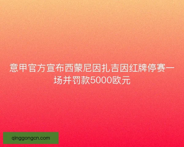 意甲官方宣布西蒙尼因扎吉因红牌停赛一场并罚款5000欧元