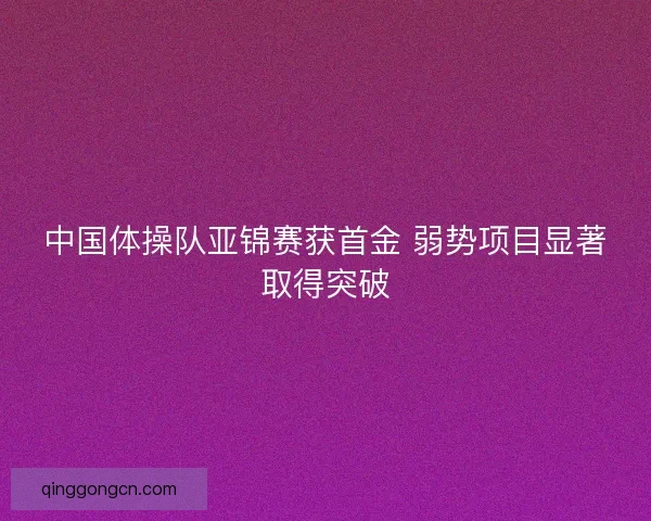 中国体操队亚锦赛获首金 弱势项目显著取得突破