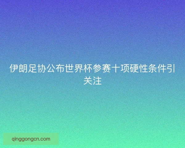 伊朗足协公布世界杯参赛十项硬性条件引关注